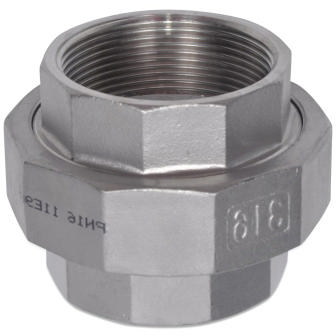 Threaded Fitting, Rustfri, ISO 4144, Union m/teflon pak., 3/8", AISI316