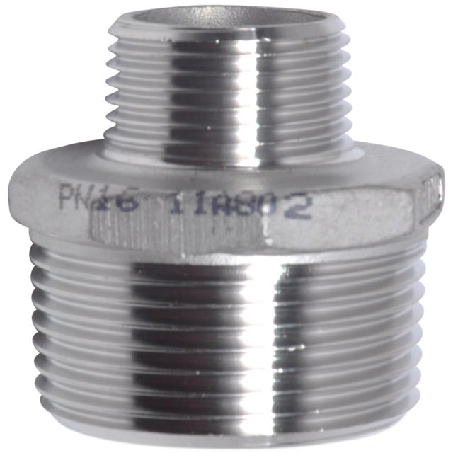 Threaded Fitting, Rustfri, ISO 4144, Form. brystnippel, 1/4"/1/8", AISI316