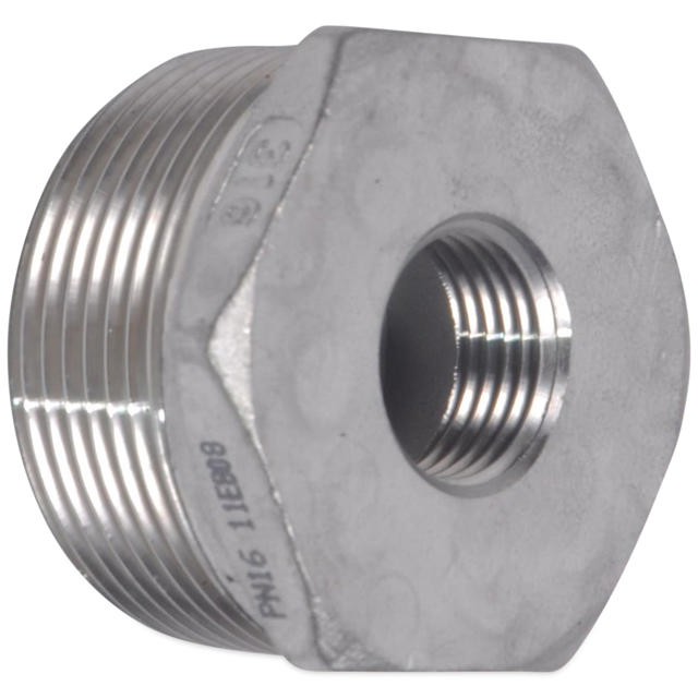 Threaded Fitting, Rustfri, ISO 4144, Nippelmuffe, 1/4"/1/8", AISI316